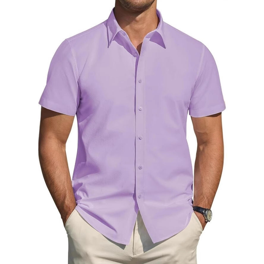 0d70666d-66c7-46cb-8a60-4d346eb2d410.jpg Mens Short-sleeve Stretchy Plus-size Lightweight Shirt Men's Attire Apparel / Clothing - Image 3