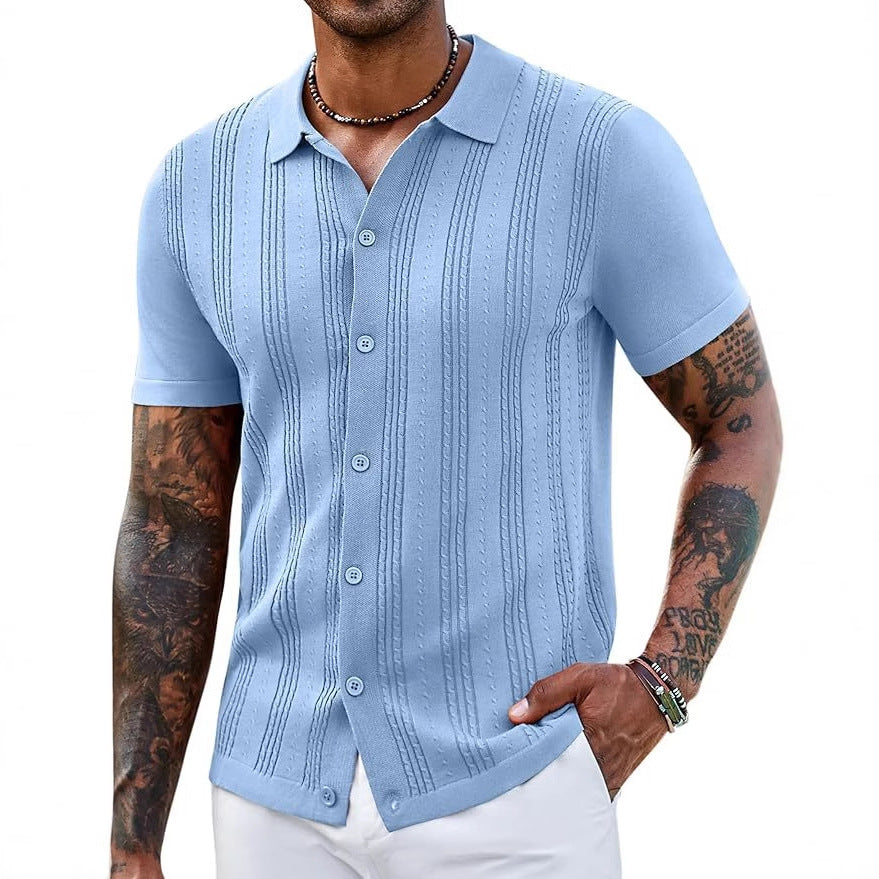 0fa474f1-e87b-4324-8185-8845c955f72e.jpg Fashionable Striped Hollow-Out Knitted Sweater For Men's Attire Apparel / Clothing - Image 8