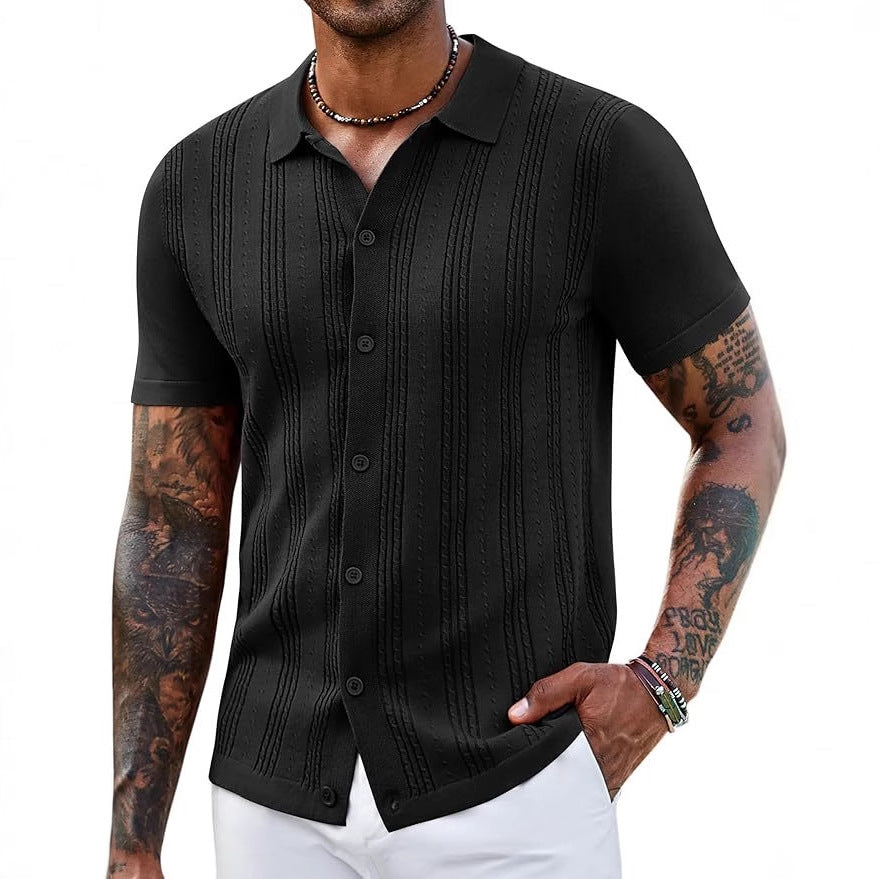 0ff28921-710f-488a-b703-c1a4bab3881e.jpg Fashionable Striped Hollow-Out Knitted Sweater For Men's Attire Apparel / Clothing - Image 14