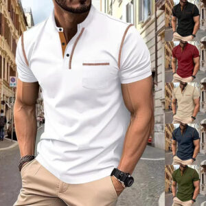 Men's Short Sleeve Polo Shirt Henry T-shirts - Casual Summer Quick Dry Top - Breathable Cotton Blend Knit Tee Sports Street Fashion Top Men's Attire Apparel / Clothing