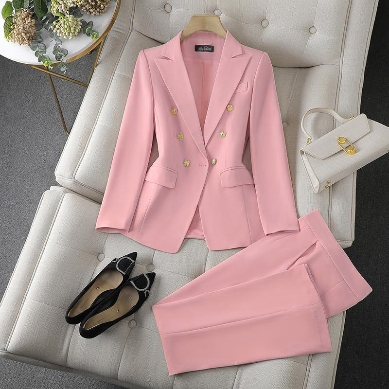 224af275-c2a5-403e-94cf-c61b27741dce.jpg New All-matching Casual Suit Lapel Button-down Jacket And Slim-fit Trousers For Women's Office Business Set Garments Apparel / Clothing - Image 2