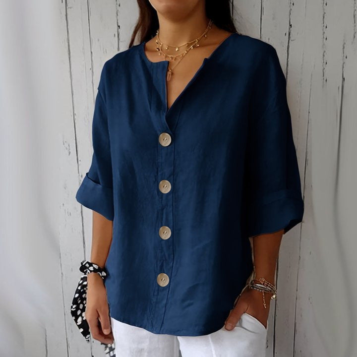 251238ef-fd04-4915-9a85-cd1dd0102a27.jpg V-neck Pullover Shirt Fashion Casual Long-sleeved Top Women's Clothing Beachwear & Casual Wear Collection Womens Clothing - Image 14