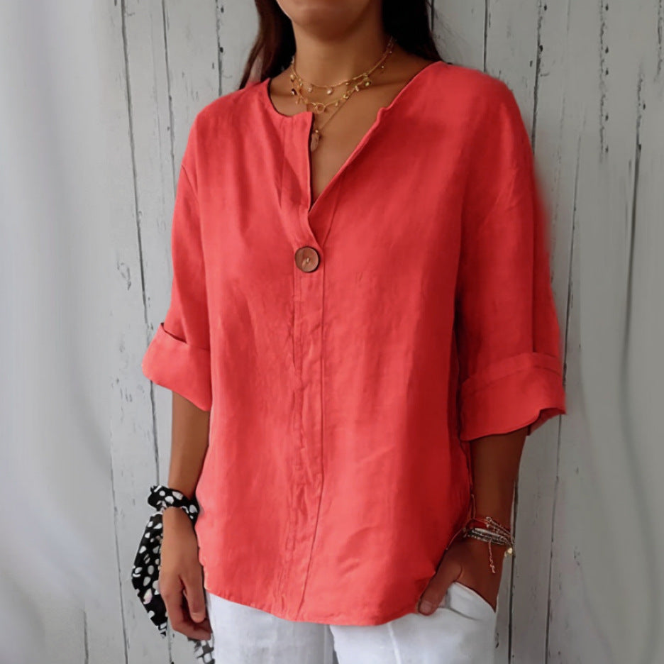 25a88fbd-5dbe-4ad4-a00e-e09dedeb4517.jpg V-neck Pullover Shirt Fashion Casual Long-sleeved Top Women's Clothing Beachwear & Casual Wear Collection Womens Clothing - Image 3