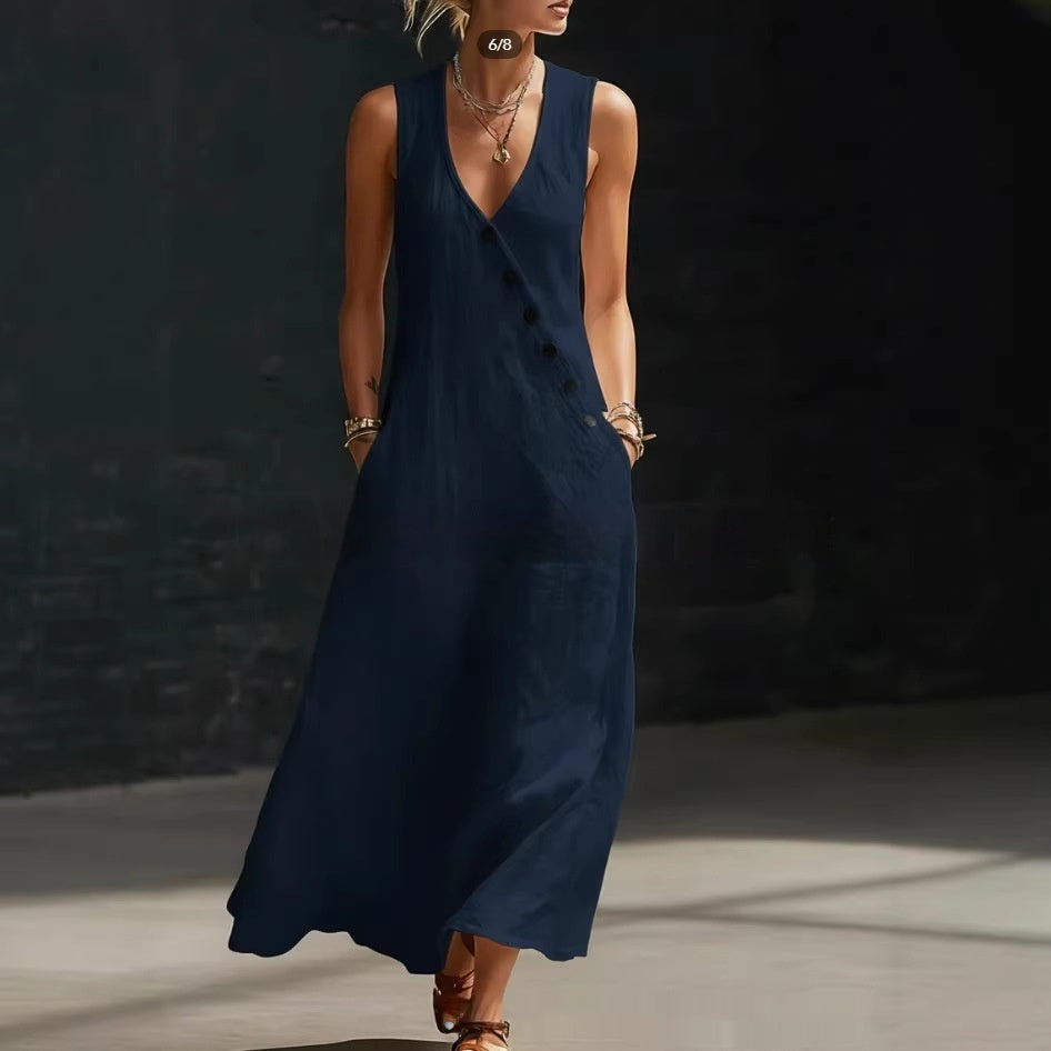 29e46557-f463-47aa-ac69-d46d4d807506_fine.jpg Womens Solid-Color Buttoned Tank Dress Garments Apparel / Clothing - Image 13