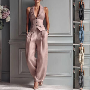 Summer Sleeveless Suit Casual Single-breasted Vest And Casual Pants Set Garments Apparel / Clothing