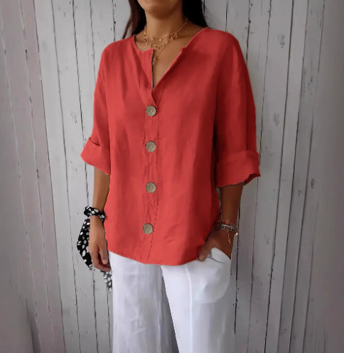 3992aa4a-8b1d-434e-8109-4833593c358d.jpg V-neck Pullover Shirt Fashion Casual Long-sleeved Top Women's Clothing Beachwear & Casual Wear Collection Womens Clothing - Image 7