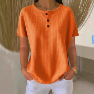 Summer New Solid Color Pullover Loose Top Beachwear & Casual Wear Collection Womens Clothing