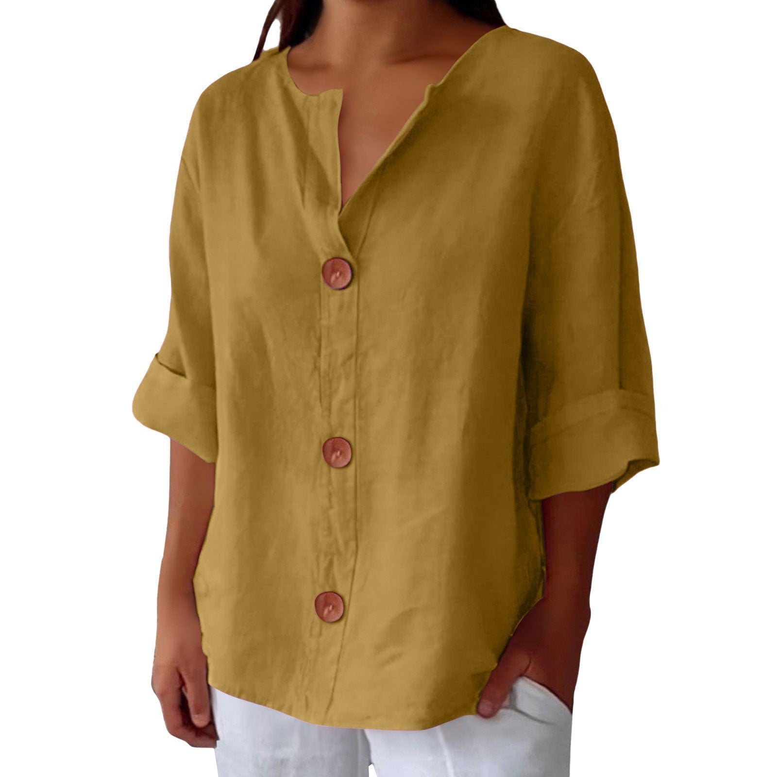 3dcda312-f3b6-4147-a189-2c72d3d07bdf.jpg V-neck Pullover Shirt Fashion Casual Long-sleeved Top Women's Clothing Beachwear & Casual Wear Collection Womens Clothing - Image 18