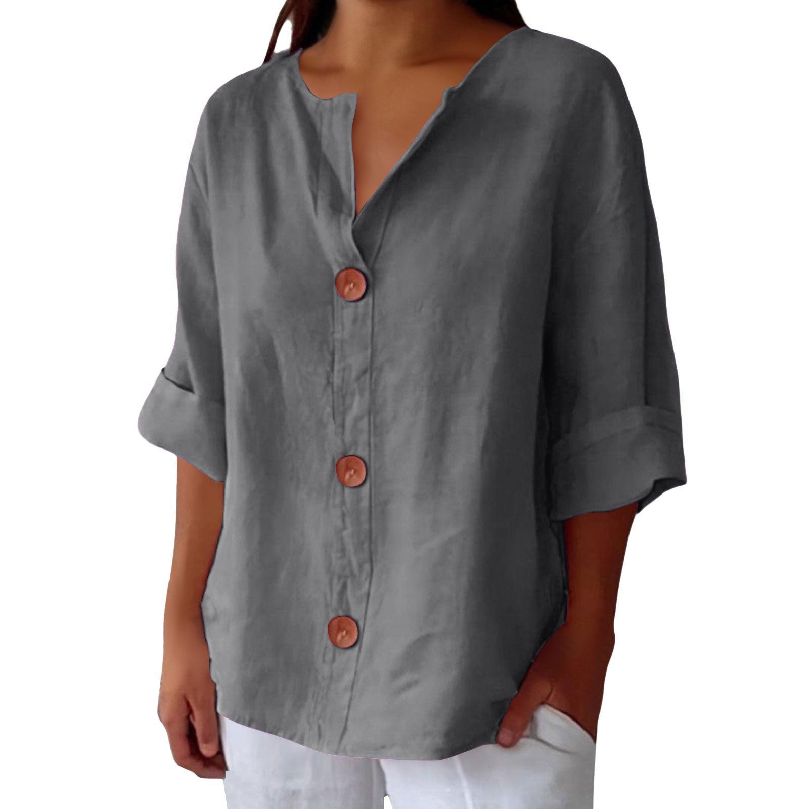 43c98161-2880-4b4a-860d-81edf4f3f914.jpg V-neck Pullover Shirt Fashion Casual Long-sleeved Top Women's Clothing Beachwear & Casual Wear Collection Womens Clothing - Image 12