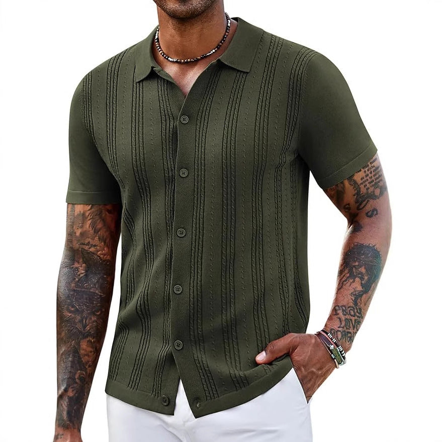 480b8efe-d9f4-4370-9b6e-f49a7dafa5c5.jpg Fashionable Striped Hollow-Out Knitted Sweater For Men's Attire Apparel / Clothing