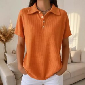 SpringSummer New Solid Color Loose Short-Sleeve Top Beachwear & Casual Wear Collection Womens Clothing