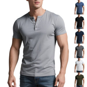Mens Solid-Color Casual Crew-Neck Short-Sleeve Men's Attire Apparel / Clothing