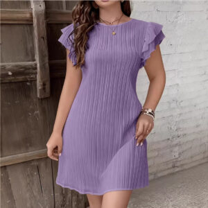 High-End Pleated Ruffle Solid Color Patchwork Dress Garments Apparel / Clothing