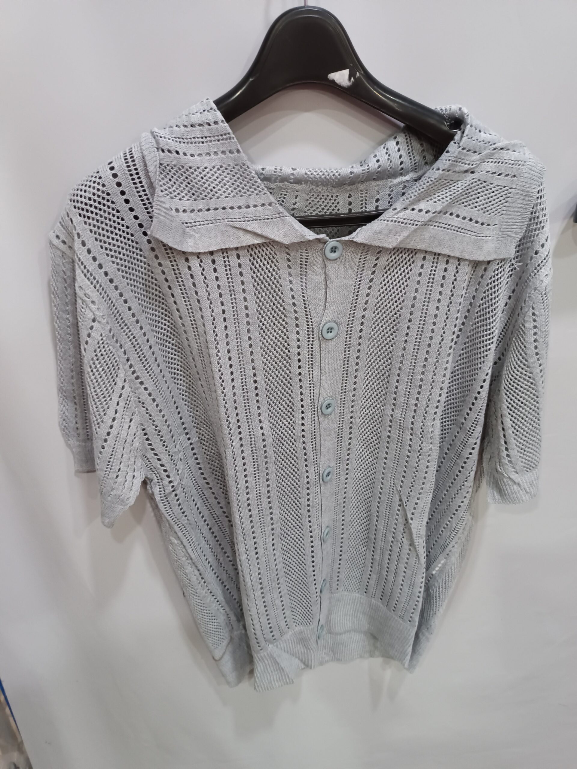 79e949f5-41b1-4a98-a92b-cdfbaf987ba4.jpg Fashionable Striped Hollow-Out Knitted Sweater For Men's Attire Apparel / Clothing - Image 2