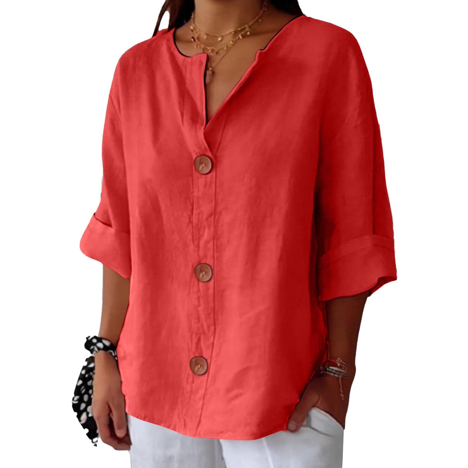 a0a46be3-5c0c-488a-b0dc-1a66ff3e1ae4.jpg V-neck Pullover Shirt Fashion Casual Long-sleeved Top Women's Clothing Beachwear & Casual Wear Collection Womens Clothing - Image 8