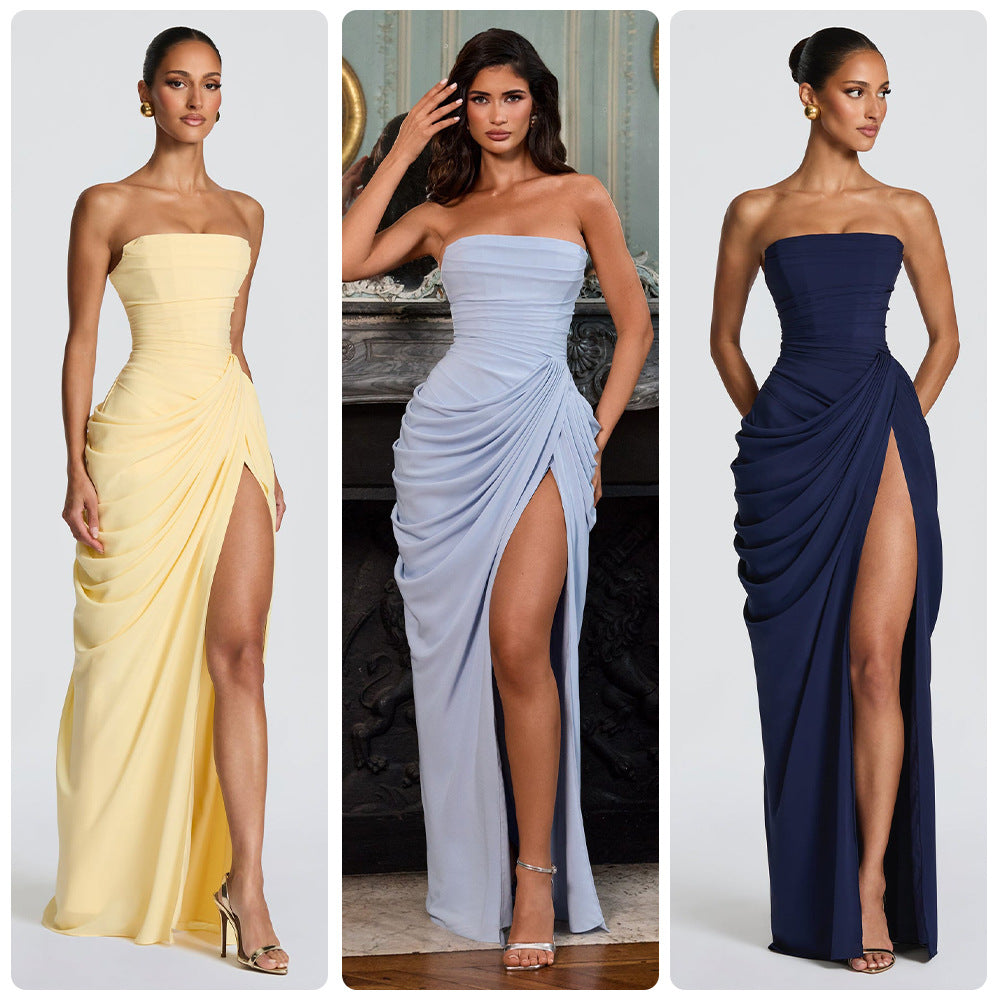 a15ef48b-49f1-4d5a-b568-e0b899dc2463.jpg Tube Top Pleated Slit Dress Garments Apparel / Clothing - Image 10