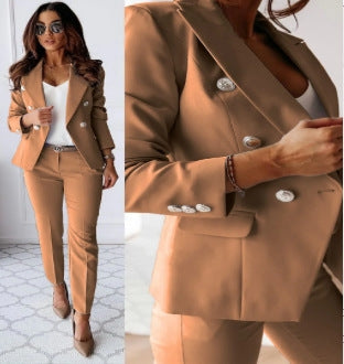 a4ddffc2-dc67-4179-a70d-239b837c68c6.jpg New All-matching Casual Suit Lapel Button-down Jacket And Slim-fit Trousers For Women's Office Business Set Garments Apparel / Clothing - Image 15
