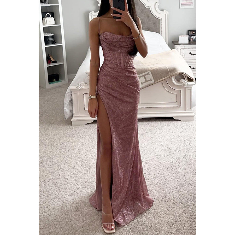 b0fd3134-db47-4f87-8751-6aa945100c1b.jpg Sexy Split Suspender Dress Fashion Evening Party Slim V-neck Long Dresses Summer Clothing For Women Garments Apparel / Clothing - Image 5