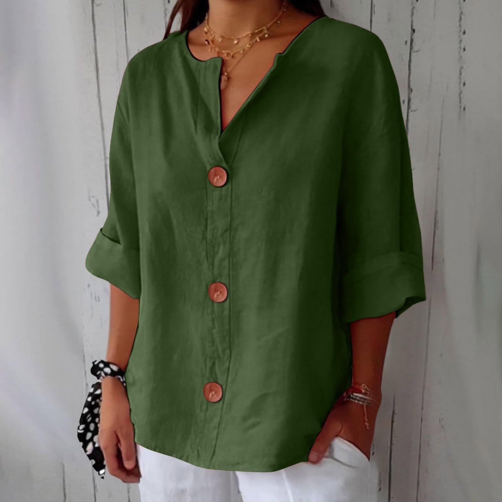 be16aad6-26d3-40a8-aa55-f1a07a6660b9.jpg V-neck Pullover Shirt Fashion Casual Long-sleeved Top Women's Clothing Beachwear & Casual Wear Collection Womens Clothing - Image 2