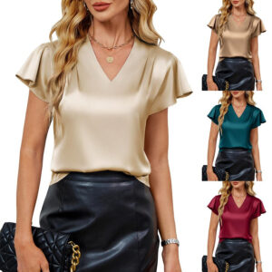 Stylish Minimalist And Relaxed Fit Womens Short Sleeve Top Beachwear & Casual Wear Collection Womens Clothing