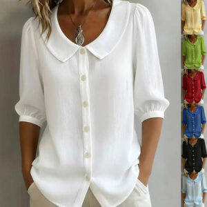 Collared Short-sleeve Blouse Fashion Casual Versatile Loose Shirt Women's Clothing Beachwear & Casual Wear Collection Womens Clothing