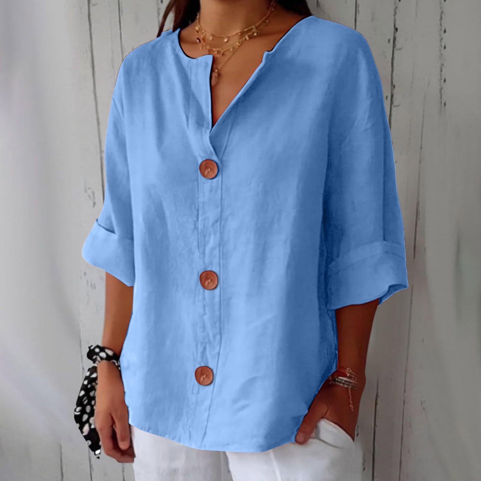 c5087e94-3b99-415e-8bb0-ac4999abc80d.jpg V-neck Pullover Shirt Fashion Casual Long-sleeved Top Women's Clothing Beachwear & Casual Wear Collection Womens Clothing - Image 10
