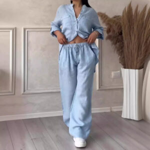 Women's Wide-leg Pants Lace-up Two-piece Suit Garments Apparel / Clothing