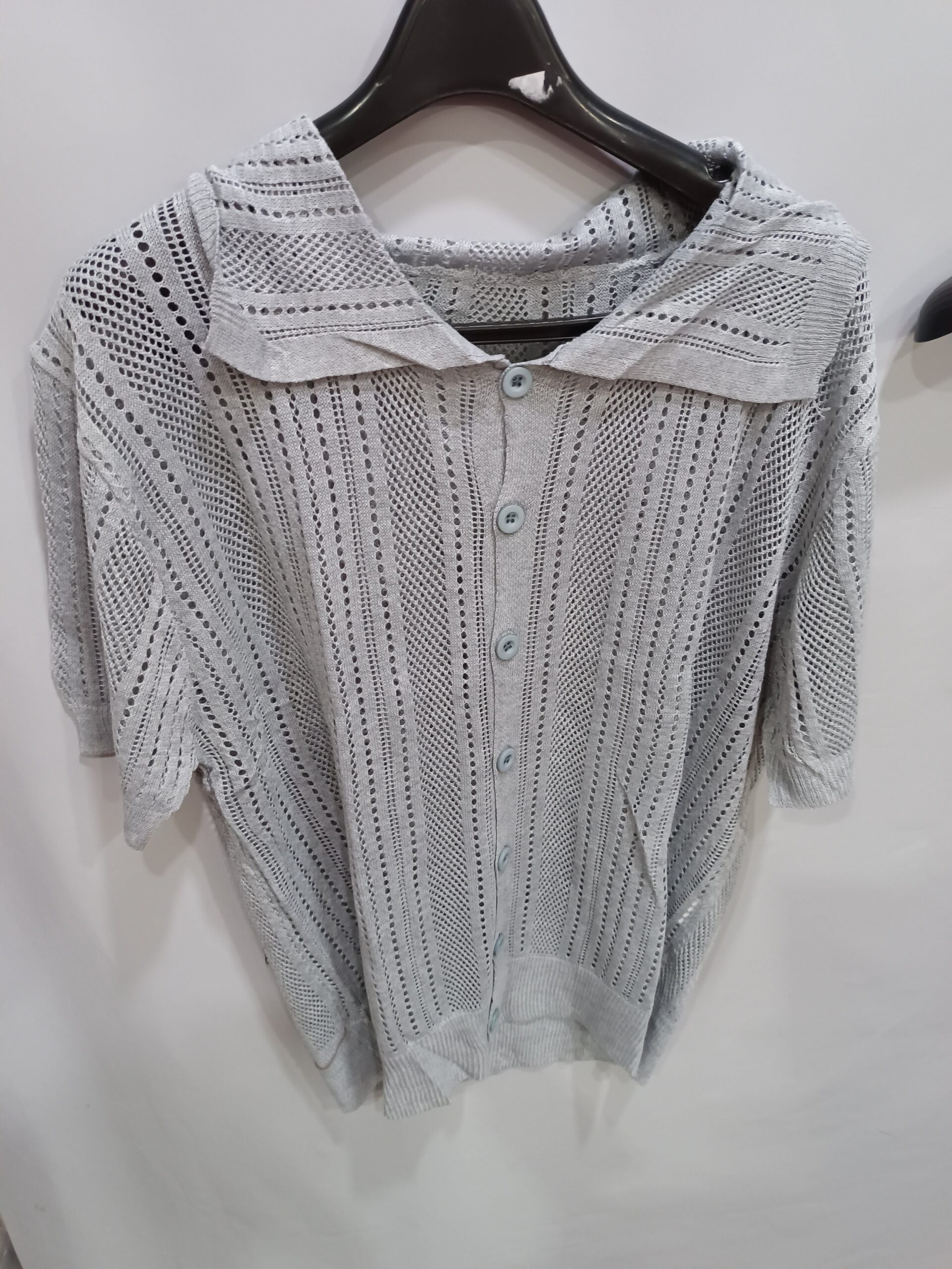 c799e9fe-45b3-453c-886f-6104b0d223e3.jpg Fashionable Striped Hollow-Out Knitted Sweater For Men's Attire Apparel / Clothing - Image 10