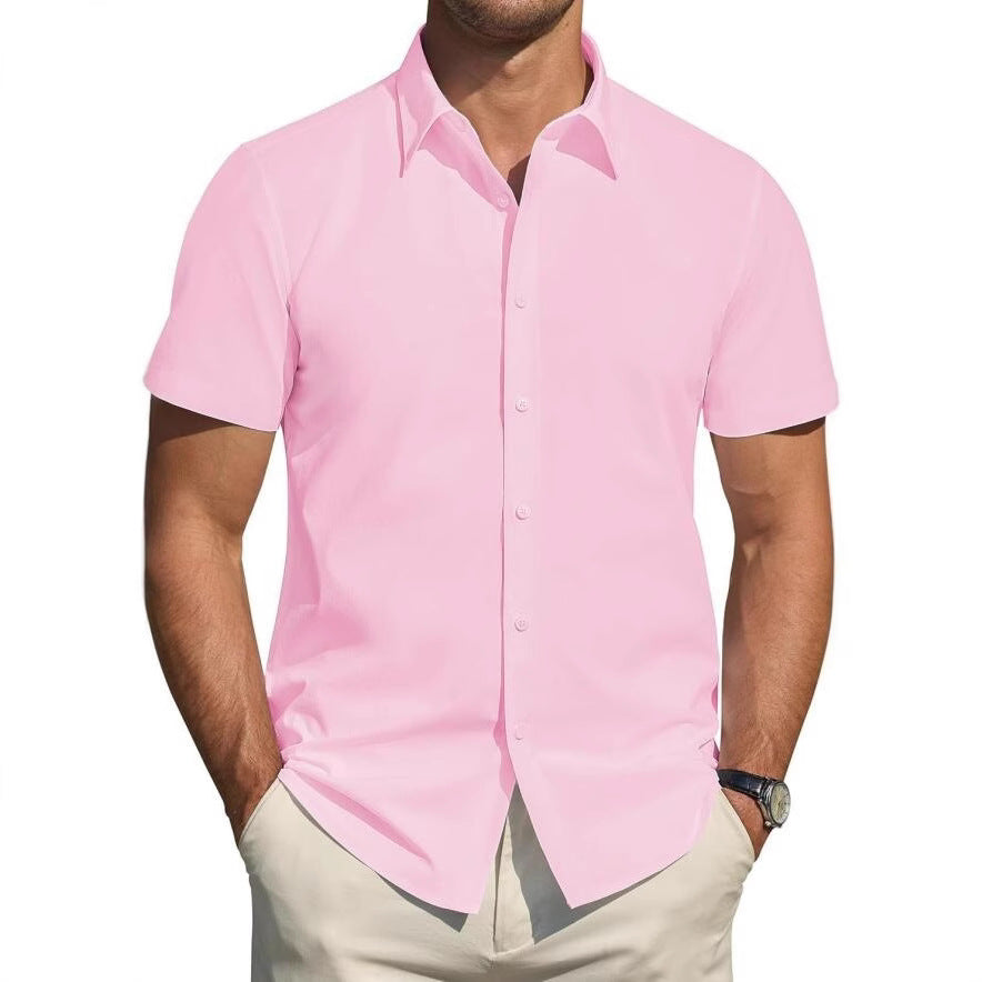 cd39b068-1e2b-4caf-b217-824a67c70a31.jpg Mens Short-sleeve Stretchy Plus-size Lightweight Shirt Men's Attire Apparel / Clothing - Image 2