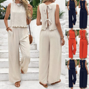 Casual Sleeveless Vest Casual Trousers Suit Summer Tank Top Casual Pants Set For Daily Wear Women's Garments Apparel / Clothing