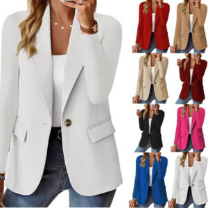 Ins Lapel Button Jacket Fashion Commuter Casual Suit Jacket Women's Long-sleeved Tops Outwear Clothing Beachwear & Casual Wear Collection Womens Clothing