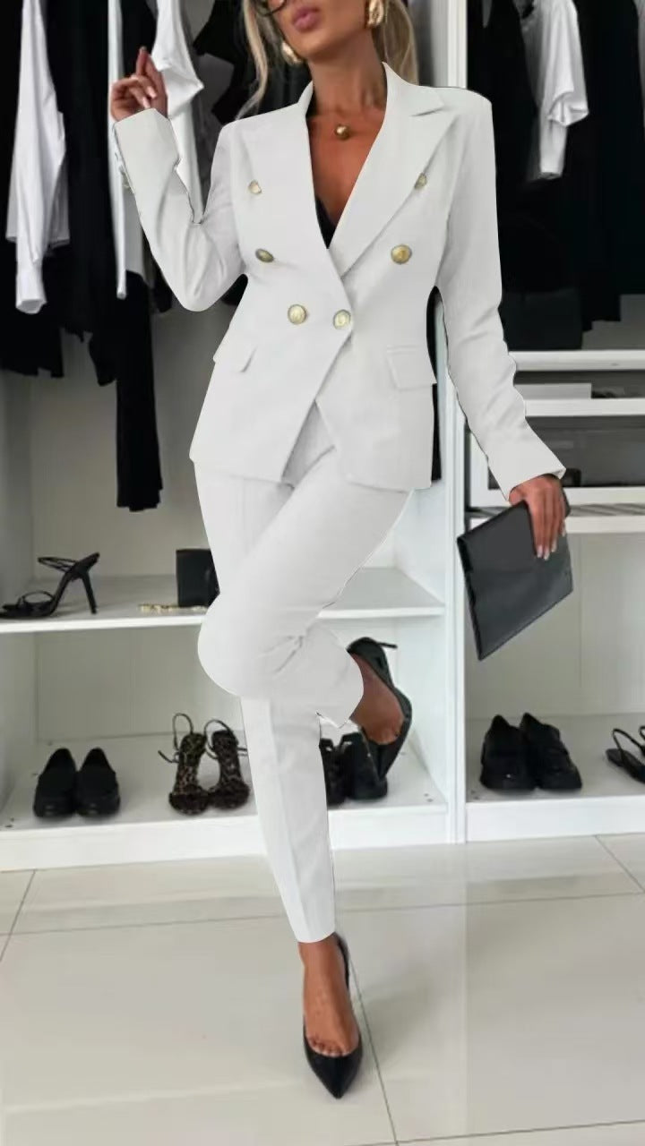 d62d1e7f-e442-45cd-aaa2-4087af8a7e36.jpg New All-matching Casual Suit Lapel Button-down Jacket And Slim-fit Trousers For Women's Office Business Set Garments Apparel / Clothing - Image 18