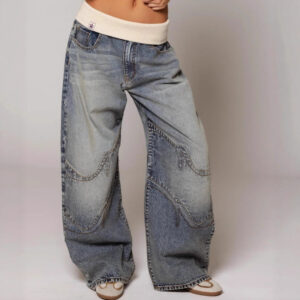 Loose-fitting Straight-leg Jeans With Pockets Fashion Casual Trousers Street-style Pants Women's Beachwear & Casual Wear Collection Clothing