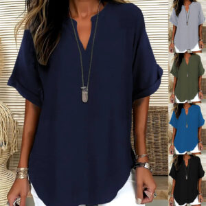 Summer Loose Solid Color Women's Casual Shirt Beachwear & Casual Wear Collection Womens Clothing