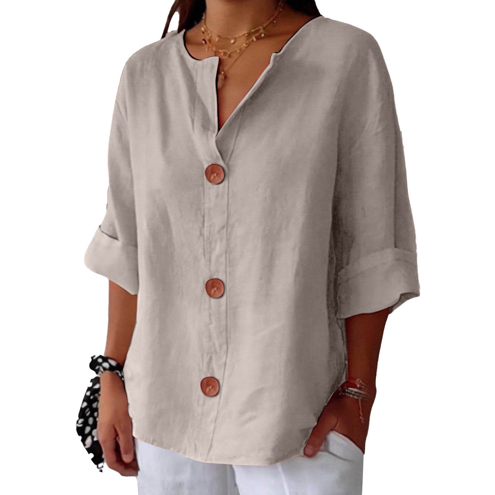 e1e70221-f6c9-46c2-8942-e755c909b273.jpg V-neck Pullover Shirt Fashion Casual Long-sleeved Top Women's Clothing Beachwear & Casual Wear Collection Womens Clothing - Image 13
