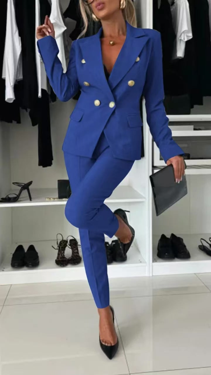 e5096f74-e2f0-4928-9c2c-a68539de76b0.jpg New All-matching Casual Suit Lapel Button-down Jacket And Slim-fit Trousers For Women's Office Business Set Garments Apparel / Clothing - Image 11