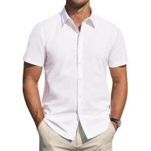 Mens Short-sleeve Stretchy Plus-size Lightweight Shirt Men's Attire Apparel / Clothing