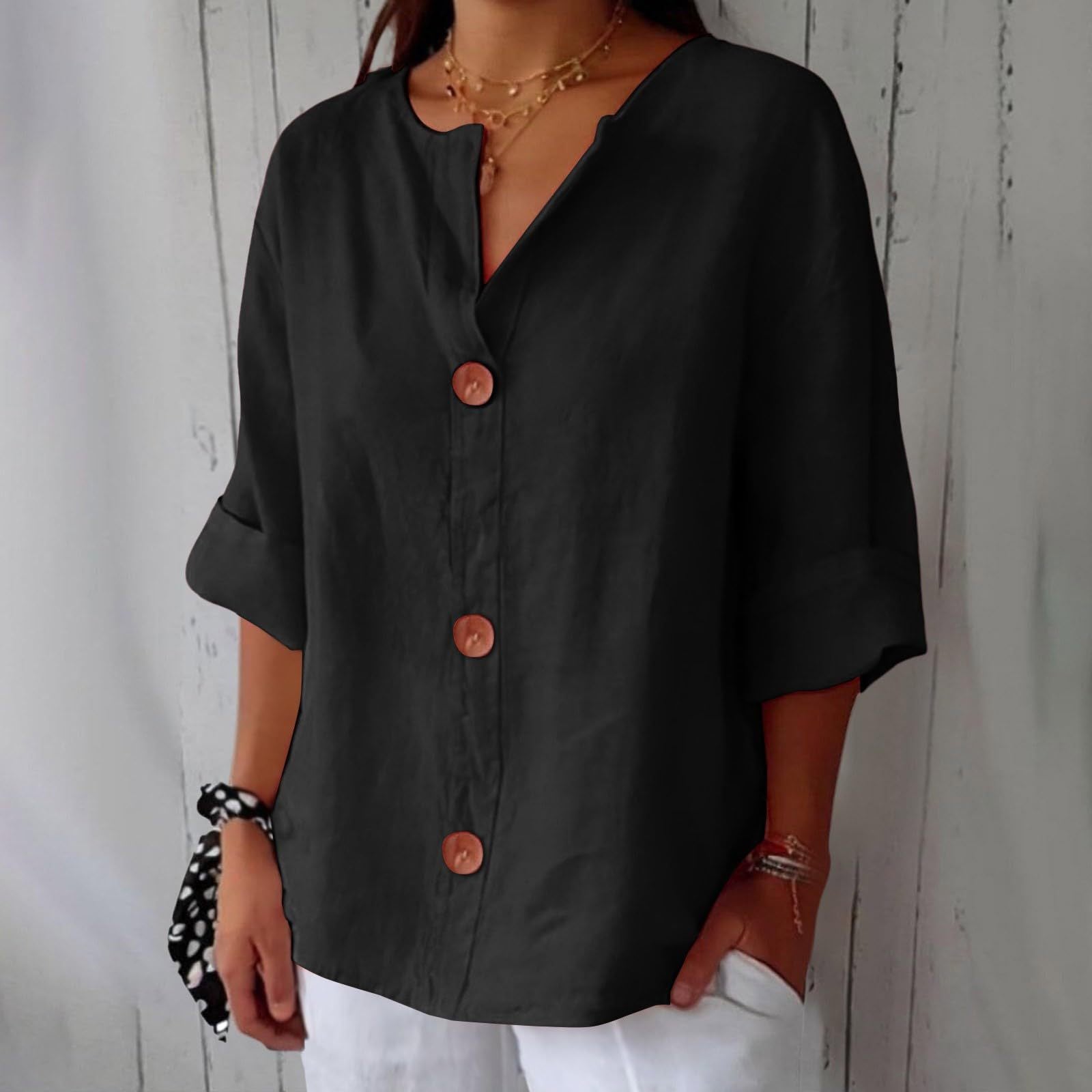 eae38c21-17ff-4a92-b25b-7d631929d760.jpg V-neck Pullover Shirt Fashion Casual Long-sleeved Top Women's Clothing Beachwear & Casual Wear Collection Womens Clothing