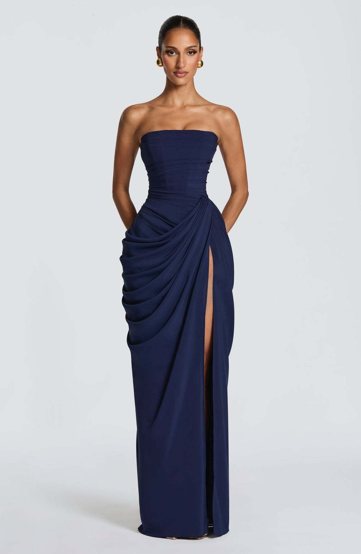 eeea9973-3557-489f-b035-e304709dabca.jpg Tube Top Pleated Slit Dress Garments Apparel / Clothing - Image 7