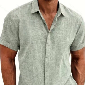 Men's Linen Short Sleeved T-shirt Loose Fitting Men's Attire Apparel / Clothing