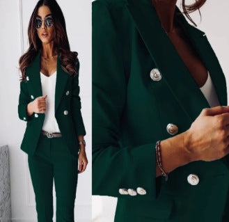 f7fa3eba-0064-48a7-9cfe-8eb090660ade.jpg New All-matching Casual Suit Lapel Button-down Jacket And Slim-fit Trousers For Women's Office Business Set Garments Apparel / Clothing - Image 6